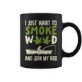 Smoke Weed And Jerk My Rod Fishing Cannabis 420 Stoner Dad Coffee Mug