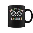 Start Your Engines Groovy Checkered Flag Retro Racing Coffee Mug