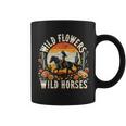 Sunset Cowgirl Riding Horse Wild Flowers Wild Horses Coffee Mug