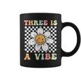 Three Is A Vibe Cute Groovy 3Rd Birthday Party Daisy Flower Coffee Mug