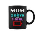 Tired Mom Of 2 Boys And 1 Girl Mother Sons Daughters Coffee Mug