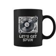 Turntable Let's Get Spun Vintage Record Player Distressed Coffee Mug