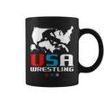 Usa Wrestling Independence Day American Flag Wrestler Sports Coffee Mug