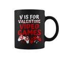 V Is For Video Games Valentines Day Gamer Boy Men Coffee Mug