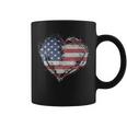 Vintage Heart American Flag Usa Patriotic 4Th Of July Coffee Mug