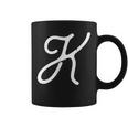 Vintage-Style Letter K Initial Monogram Script Font Coffee Mug