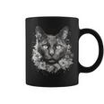 Wiccan Wicca Moon Cat With Flowers Pagan Witch Geometric Coffee Mug