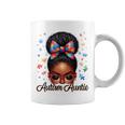 Autie Aunt Life Afro Black Autism Awareness Messy Bun Coffee Mug