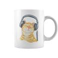 Cute Ginger Cat Grooving To Music Headphones Coffee Mug