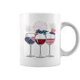 Red White And Blue Wine Glass 4Th Of July Coffee Mug