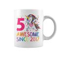 Kids Dabbing Unicorn 5Th Birthday Girls Awesome Since 2017 Coffee Mug