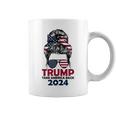 Messy Bun Support Trump 2024 Flag Take America Back Coffee Mug