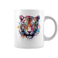 Obra De Arte De Tigre Colorido Animal Arte Tigre Taza de café