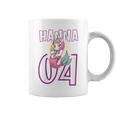 Personalisiertes Einhorn-Geburtstagsshirt Hanna 04, Weiß mit Name & Zahl Tassen