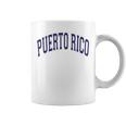 Puerto Rico Varsity Style Navy Blue Text Coffee Mug