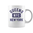 Queens Nyc Gym Style Distressed Navy Blue Print Coffee Mug