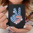 American Flag Peace Sign Hand 4Th Of July Women Coffee Mug Personalized Gifts
