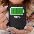 Battery 100 Battery Fully Charged Battery Full Coffee Mug Funny Gifts
