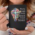 Blessed By God Loved By Jesus Floral Cross Christian Coffee Mug Personalized Gifts