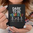 Dare To Be Yourself Autism Awareness Dabbing Skeleton Coffee Mug Unique Gifts