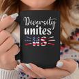 Diversity Unites Us Patriotic American Flag Anti-Racism Coffee Mug Unique Gifts
