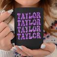 Girl Retro Taylor First Name Personalized Groovy Distressed Coffee Mug Unique Gifts