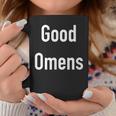 Good Omens Schwarz Tassen mit Weißer Schrift Unisex, Engel & Dämon Design Lustige Geschenke