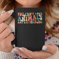 Groovy Retro You Can't Love Animals And Eat Them Too Vegan Coffee Mug Funny Gifts