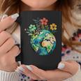 Happy Earth Day Cute Earth With Floral Earth Day 2024 Coffee Mug Unique Gifts