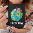 Happy Earth Day Cute Earth With Floral Earth Day 2024 Coffee Mug Funny Gifts