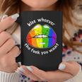 Lgbt Rainbow Flag Kiss Whoever The Fuck You Want Lips Coffee Mug Unique Gifts
