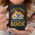 Take A Look Its In A Book Rainbow Balloon Reading Lover Coffee Mug Unique Gifts