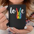 Love Win Rainbow Peace Sign Lesbian Gay Lgbtq Flag Pride Coffee Mug Unique Gifts