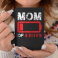 Mom Of 4 Boys Low Battery Mother's Day Coffee Mug Unique Gifts
