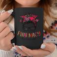 Pharmacy Technician Nurse Leopard Messy Bun Valentines Day Coffee Mug Funny Gifts