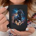 Precioso Caballo Con Cielo Relámpago Caballo Taza de café Regalos divertidos