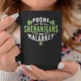 Prone To Shenanigans & Malarkey Fun Clovers St Patrick's Day Coffee Mug Funny Gifts