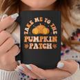 Take Me To The Pumpkin Patch Thanksgiving Groovy Autumn Fall Coffee Mug Unique Gifts