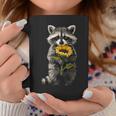 Raccoon Holding Sunflower Cute Flower Coffee Mug Funny Gifts