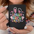 Retro Groovy Library Crew Librarian Bunny Ear Flower Easter Coffee Mug Funny Gifts