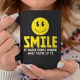 Smile It Makes People Wonder What You're Up To Happy Fun Coffee Mug Unique Gifts