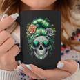 St Pattys Day Skull Bun Messy Irish Women Coffee Mug Unique Gifts