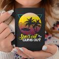 Suns Out Guns Out Retro 80S Beach Scene Palm Tree Sunset Coffee Mug Unique Gifts