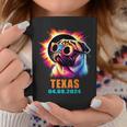 Texas Total Solar Eclipse 2024 Pug Dog With Glasses Coffee Mug Funny Gifts