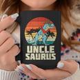 Unclesaurus Trex Dinosaur Sunset Retro Fathers Day Dino Men Coffee Mug Unique Gifts