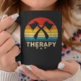 Vintage Axe Throwing Therapy Silhouette Retro Sunset Coffee Mug Unique Gifts