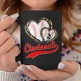 Vintage Cincinnati Baseball Leopard Heart Baseball Fans Coffee Mug Funny Gifts