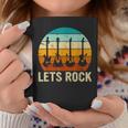 Vintage Retro Lets Rock Rock And Roll Guitar Music Coffee Mug Funny Gifts