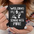 Welding It's Like Sewing With Fire Welder Husband Coffee Mug Unique Gifts