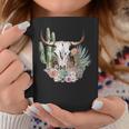 Western Boho Chic Longhorn Bull Skull Cactus Beige Pattern Coffee Mug Personalized Gifts